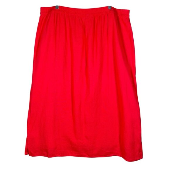 Gap Linen Blend Midi Skirt Women XXL Slipper Red Pull On Side Slit Washable - Picture 3 of 13